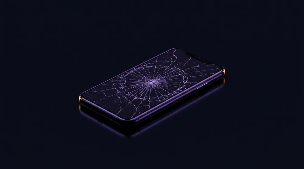 Разбитый экран смартфона с трещинами