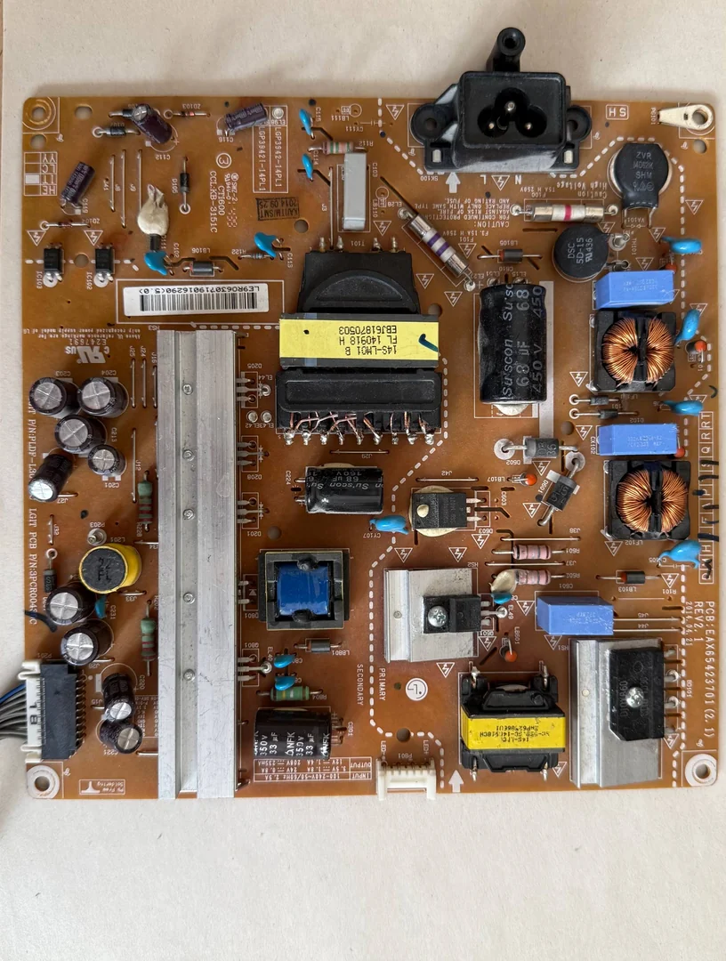 БП LG EAX65423701 (LGP3942-14PL1 / LGP39421-14PL1, LGIT REV2.1 2014.04.21) для LG 42LB620V / 42LB629V / 42LB552V / 42LB563V — драйвер подсветки BD9486F (1 канал), выход 12V 1.8A / 24V 0.8A / 208V 1.4A