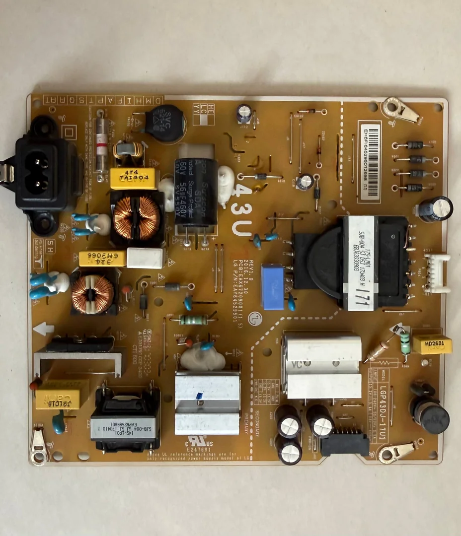 БП LG LGP43DJ-17U1 (PCB EAX67209001 1.5, LG P/N EAY64529501, 2016.12.30 REV1.0) для LG 43UJ634V Chassis LJ7 — драйвер подсветки LC5910, резистор R801